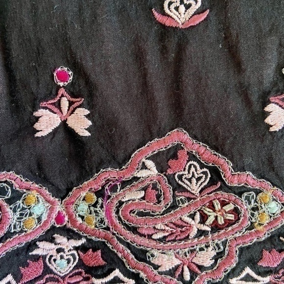 Vintage Handcrafted Black Embroidered Boho Hippie Festival Mini Skirt Apron 6 - Picture 10 of 10